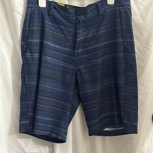 Volcom Men's Navy Striped Flat Front Shorts